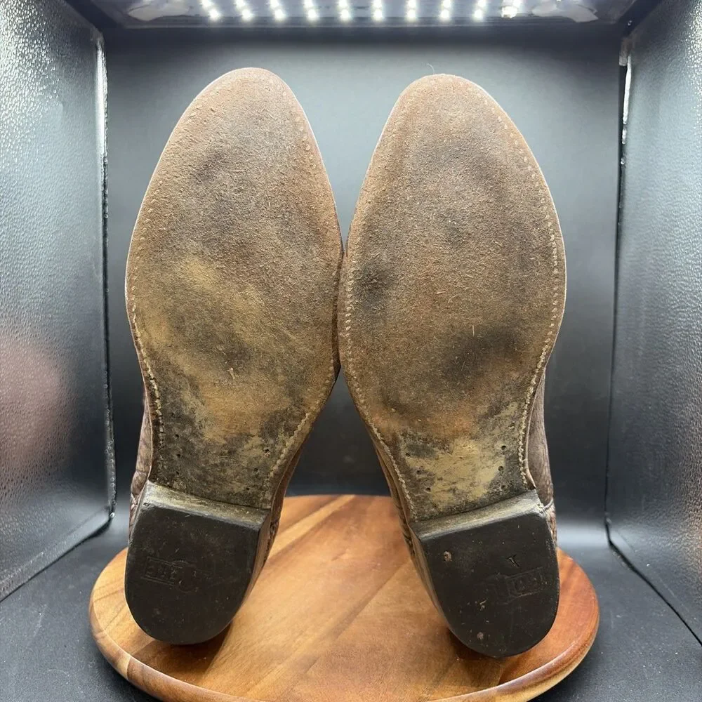 Abilene 6714 Mens Size 11 Cowboy Boots Vtg D Two Tone Exotic Rough Rugged